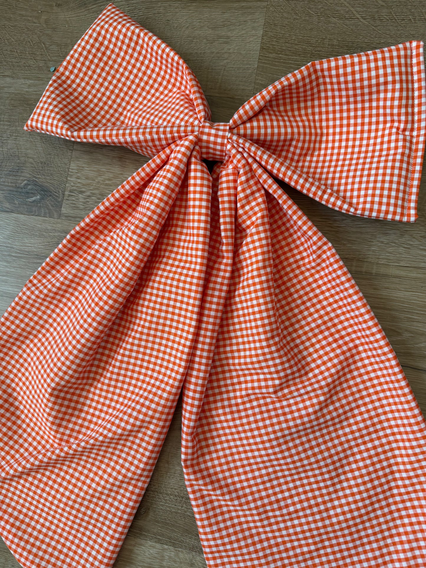 Orange Gingham Large Bow